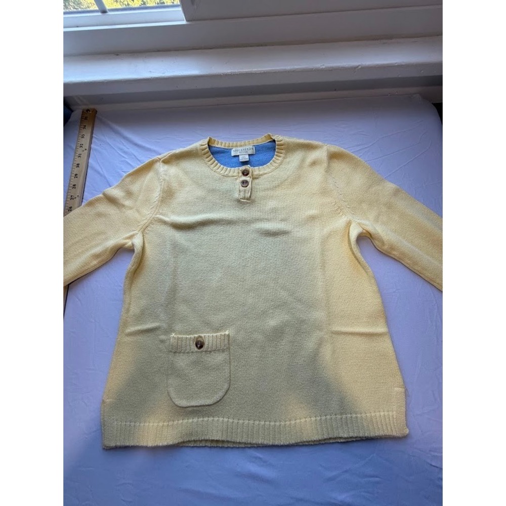 Women's 100% Classic Cotton Yellow Knit Sweater by Appleseed's Petites  PS